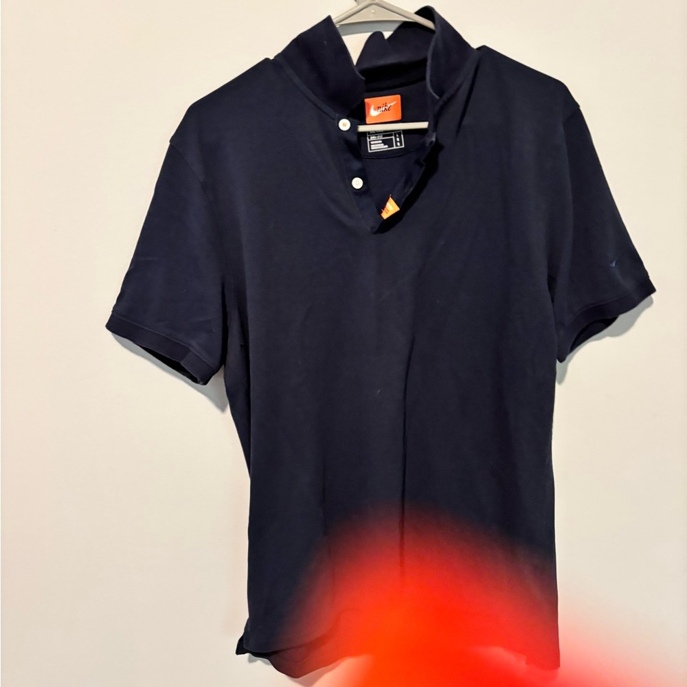 Nike Men's Navy Short-Sleeve Polo with Stand Collar